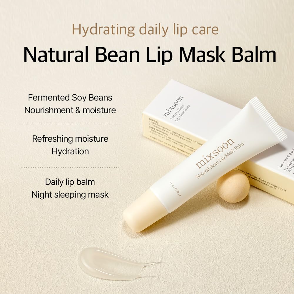 mixsoon Natural Bean Lip Mask Balm Lip Moisturizer For Dry Lip Korean Skin Care 0.38 fl. oz. / 11g