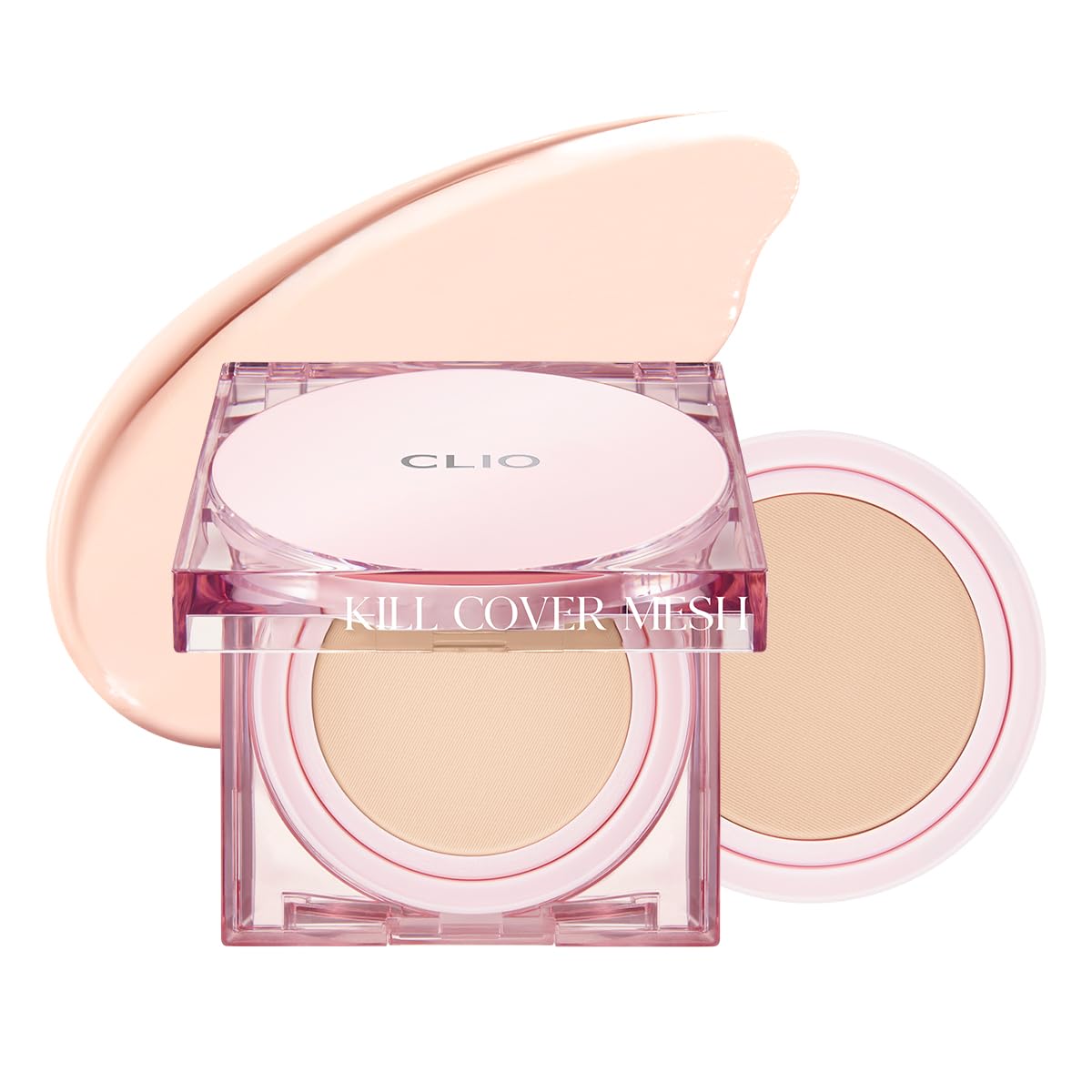 CLIO Kill Cover Mesh Glow Cushion Foundation ([Refill Included] 15g*2, 21C LINGERIE), Glass Skin, Long-Lasting, Lightweight, Buildable Coverage, Glowy Skin Makeup