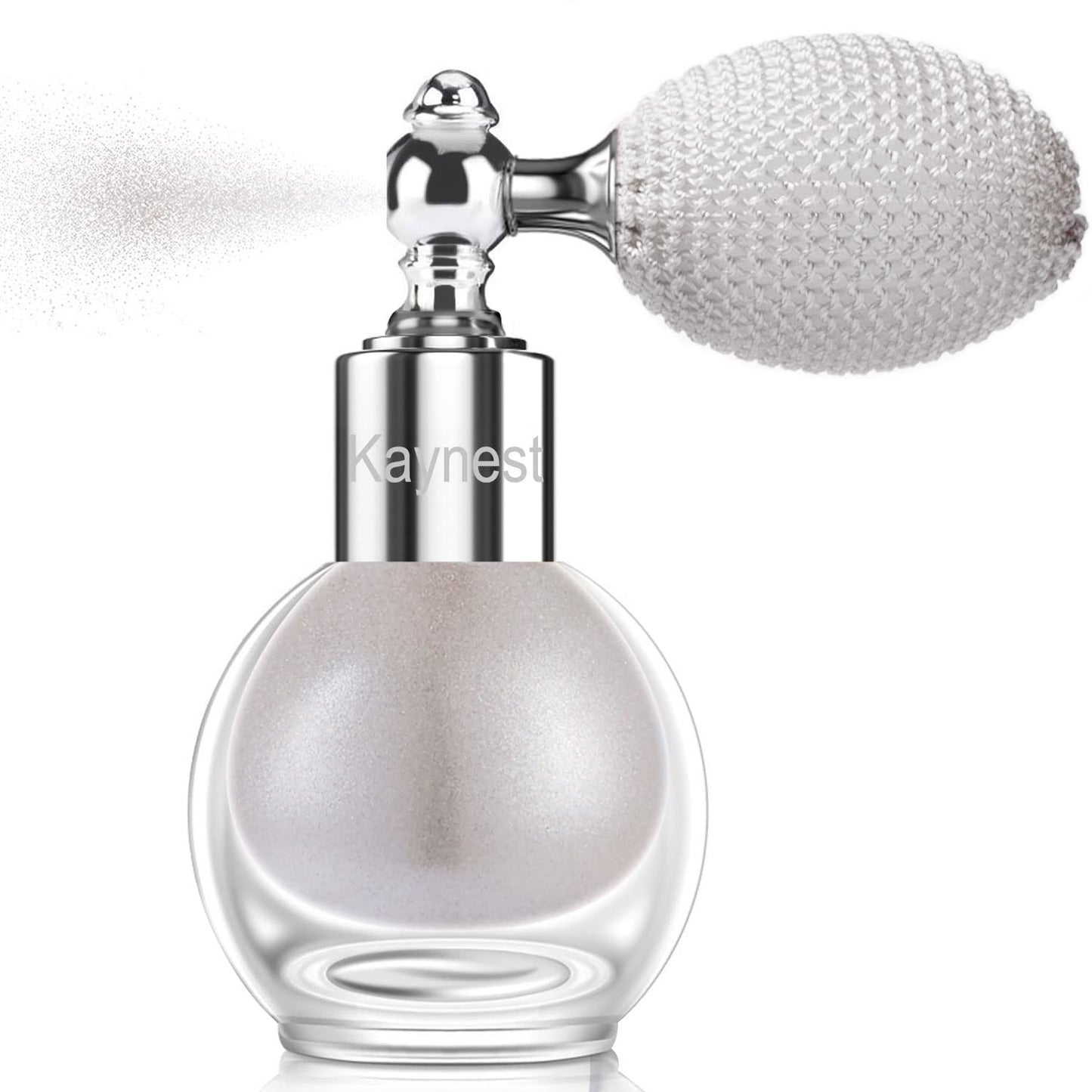 Metallic Silver Highlighter Spray, Loose Shimmer Powder High Gloss Makeup Mist for Body, Face, Hair, Long Lasting Glitter Hairspray for Festive Party, Stage Shows, Nightclubs, Bar