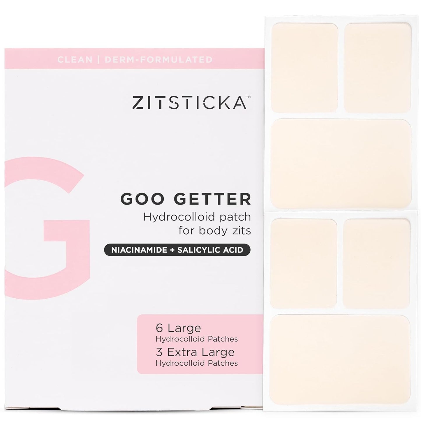 ZitSticka Pimple Patches for Face and Body, Goo Getter Hydrocolloid Patches to Cover Zits & Blemishes, Acne Patches or Zit Spot Stickers, Body Blemish Patch (Body Patch 9 Pack)