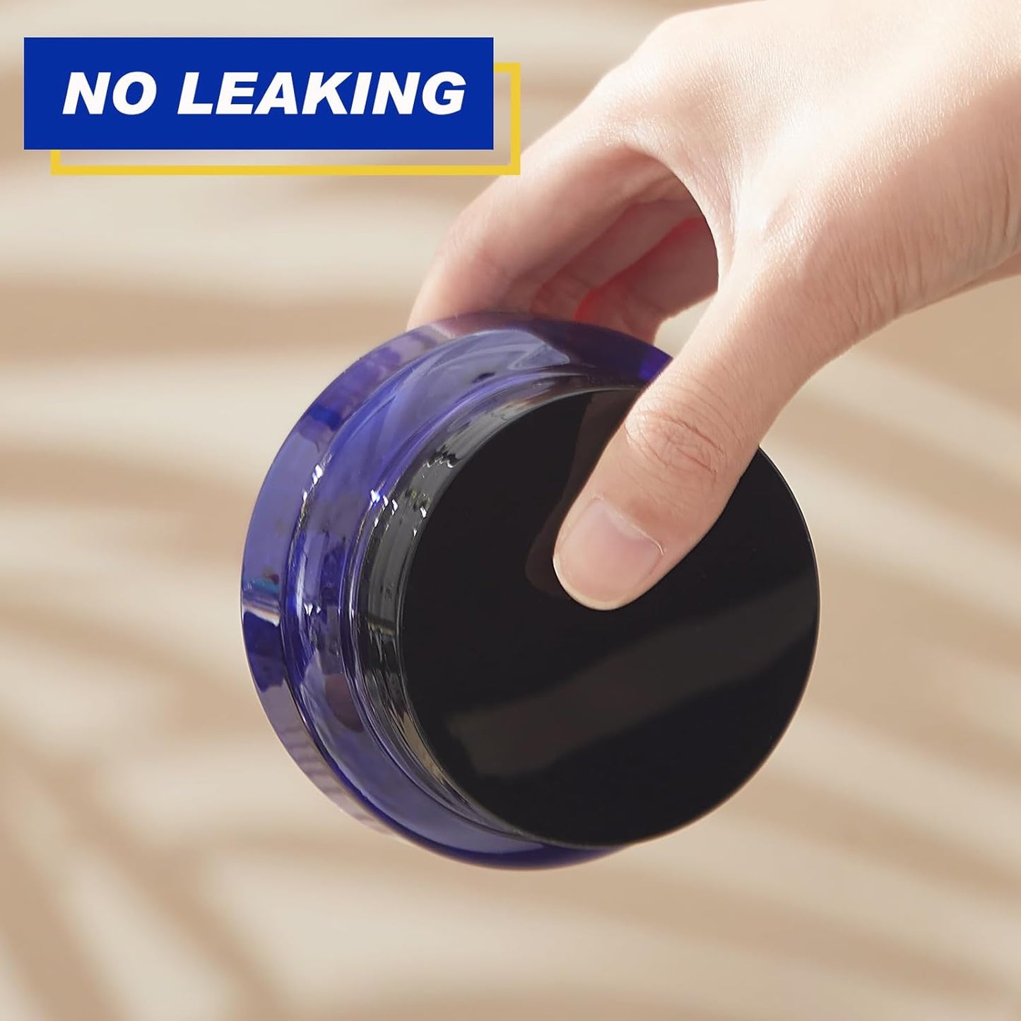 Tessco 24 Pack Plastic Jars with Lids Labels Empty Clear Plastic Jars Round Refillable Cosmetic Containers Body Butter Containers Bulk Sugar Scrub Bottle for Make Up(5 oz,Blue, Black)