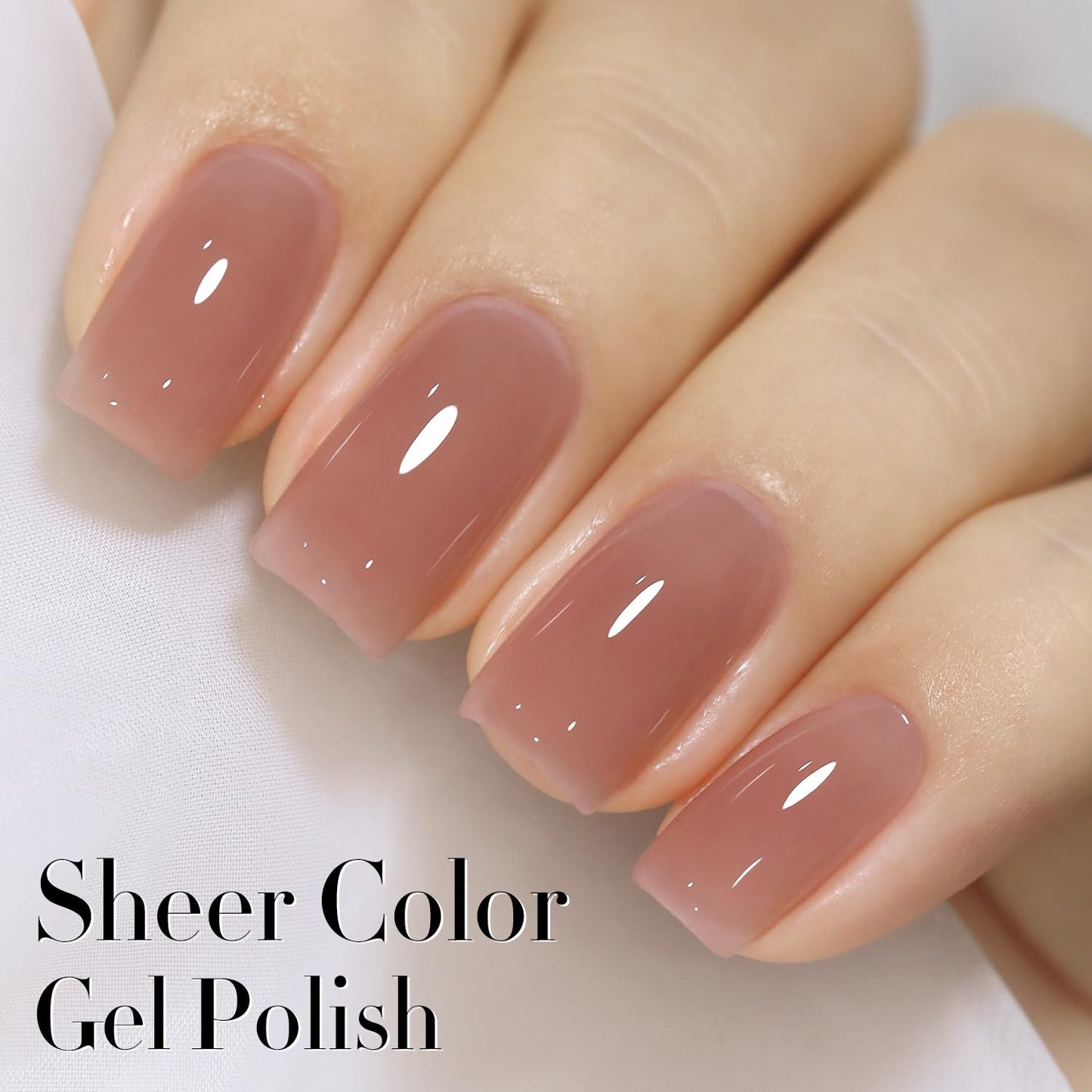Double Rhythm Translucent Gel Polish Sheer Neutral Natural Light Milky Same Color Same Bottle 15ML Jelly Nail Polish Nail Art DIY at Home (Deep Nude-A1412)