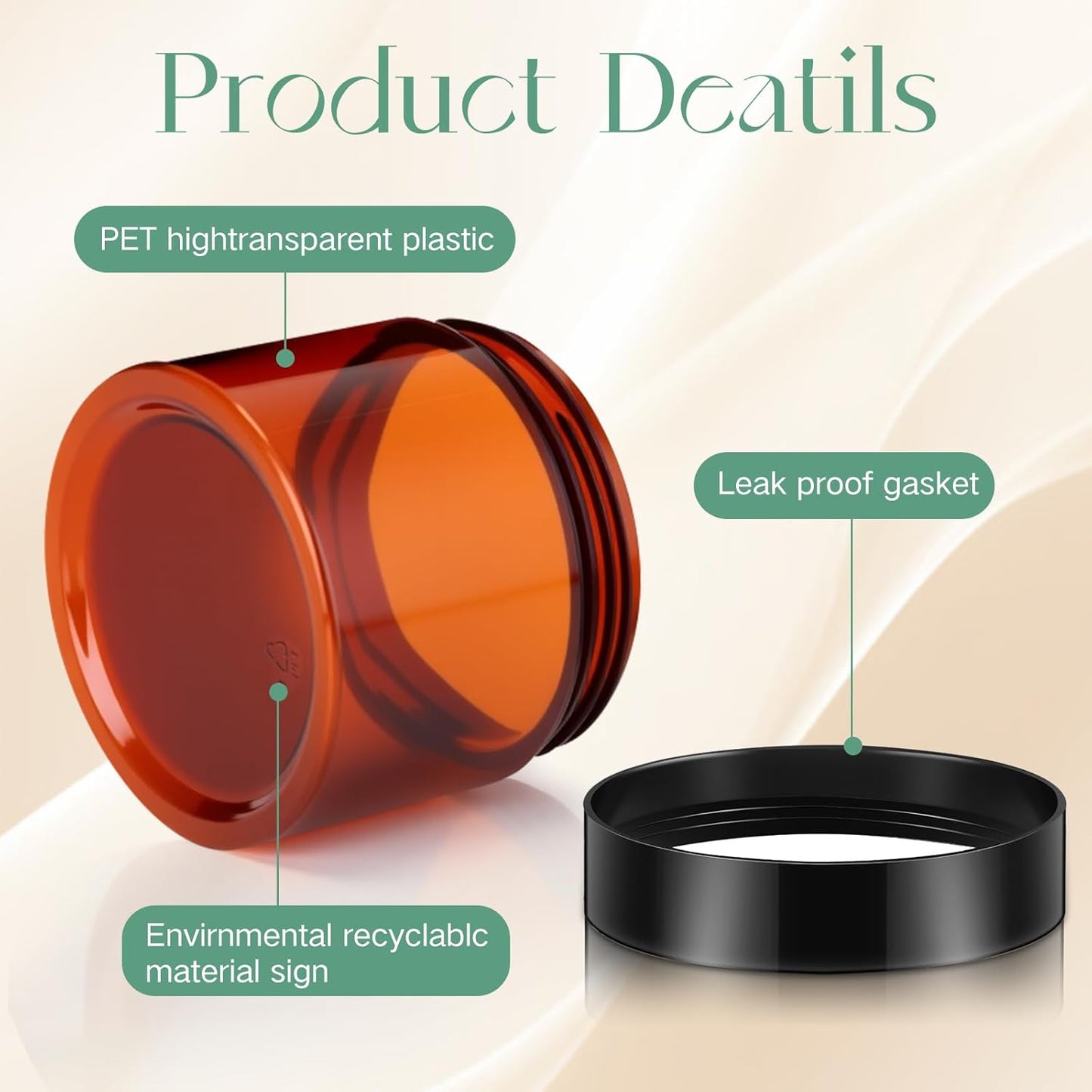 Patelai 4 Pieces Round Wide-mouth Leak Proof Plastic Container Jars with Lids for Travel Storage Makeup Beauty Products Face Creams Oils Salves Ointments DIY Making(6 Ounce,Amber)