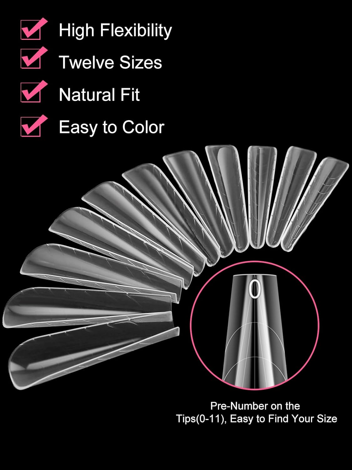 EBANKU 120Pcs Poly Extension Gel Dual Forms Clear Tips Set - Acrylic False Nails With 12 Sizes Square Stiletto Gel Forms Full Cover Reusable Molds