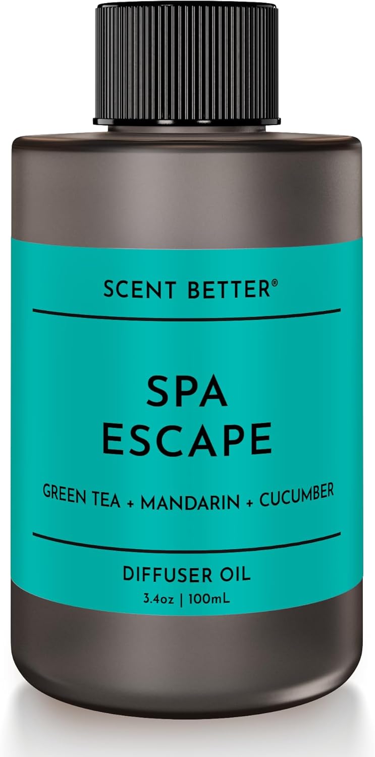 Scent Better Spa Escape Aroma Essential Oil Blend: an Aromatherapy Blend of Green Tea, Mandarin, and Cucumber for Ultrasonic Diffusers & Nebulizers (3.3 Fl Oz, 100 mL)