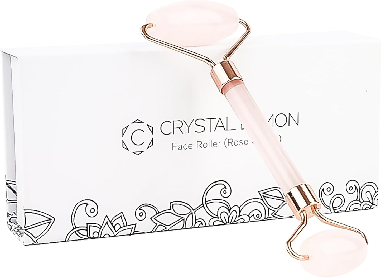 Natural Jade Roller for Face - Aging Wrinkles, Puffiness Facial Skin Massager Treatment Therapy - Premium Jade Stone, by Crystal Lemon (Rose Quartz)