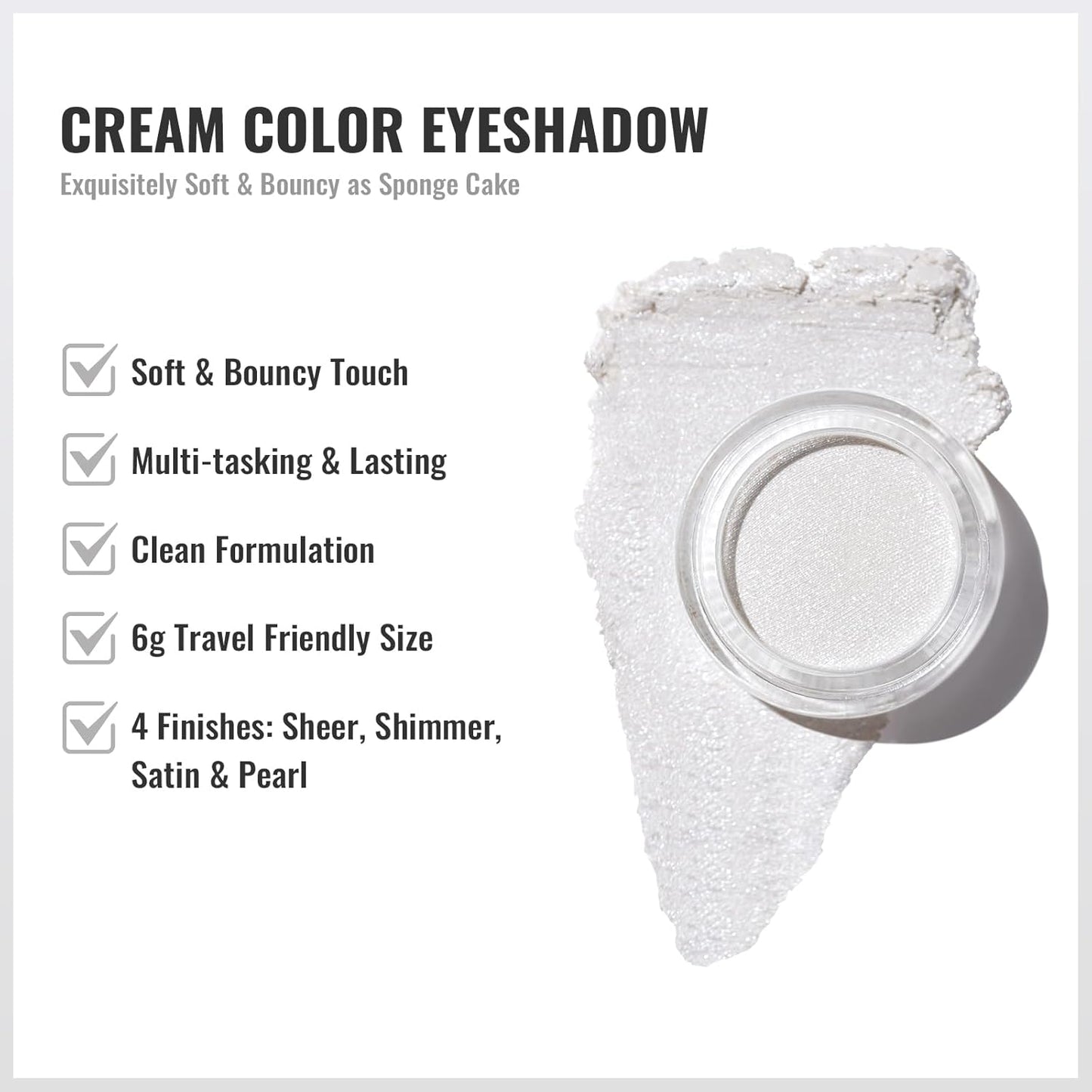 Oulac Shimmer White Cream Eyeshadow Primer| Highlighter Waterproof & Long Lasting Glitter Eyeshadow Natural Color Eye Shadow for Women 6g (01)