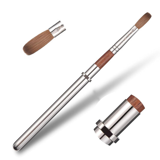 KADS Acrylic Nail Brush with Penholder Nail Brush for Acrylic Application-Oval Shaped Powder Nail Design Tools for Professional Manicure DIY Home Salon (14#)