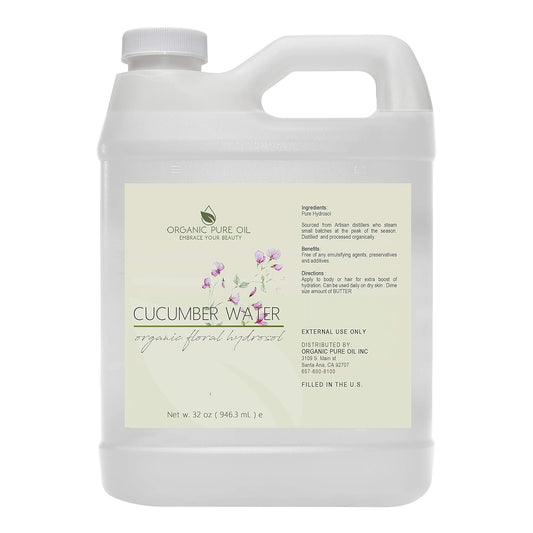 OPO Cucumber Hydrosol - Pure Steam Distilled Hydrating Floral Water Bulk Refill 32 oz - 1 Quart for Skin Hair Face, Greasy, Oily Skin Hair Locs Face Cleansing Toning Spray - Packaging May Vary