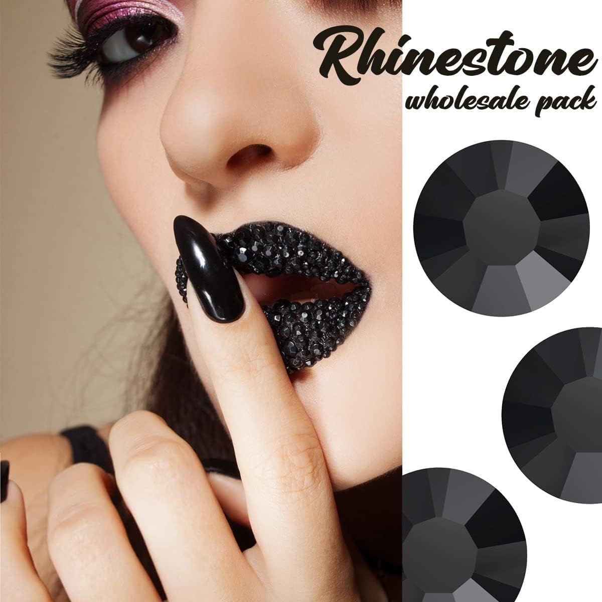 16000PCS Pure Black Resin Rhinestones for Crafting 3mm 4mm 5mm Flatback Jelly Stones Bulk SS10 SS16 SS20 Diamonds Gems Charms for Nails Face Eyes Makeup Tumblers Bottles Crafts Clothes Shoes