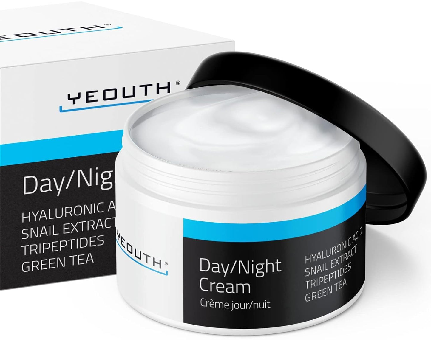 YEOUTH Day Night Face Moisturizer with Hyaluronic Acid, Snail Mucin Cream and Copper Tripeptide, Hydrating Fragrance Free Moisturizer, Face Cream for Women and Men 2oz