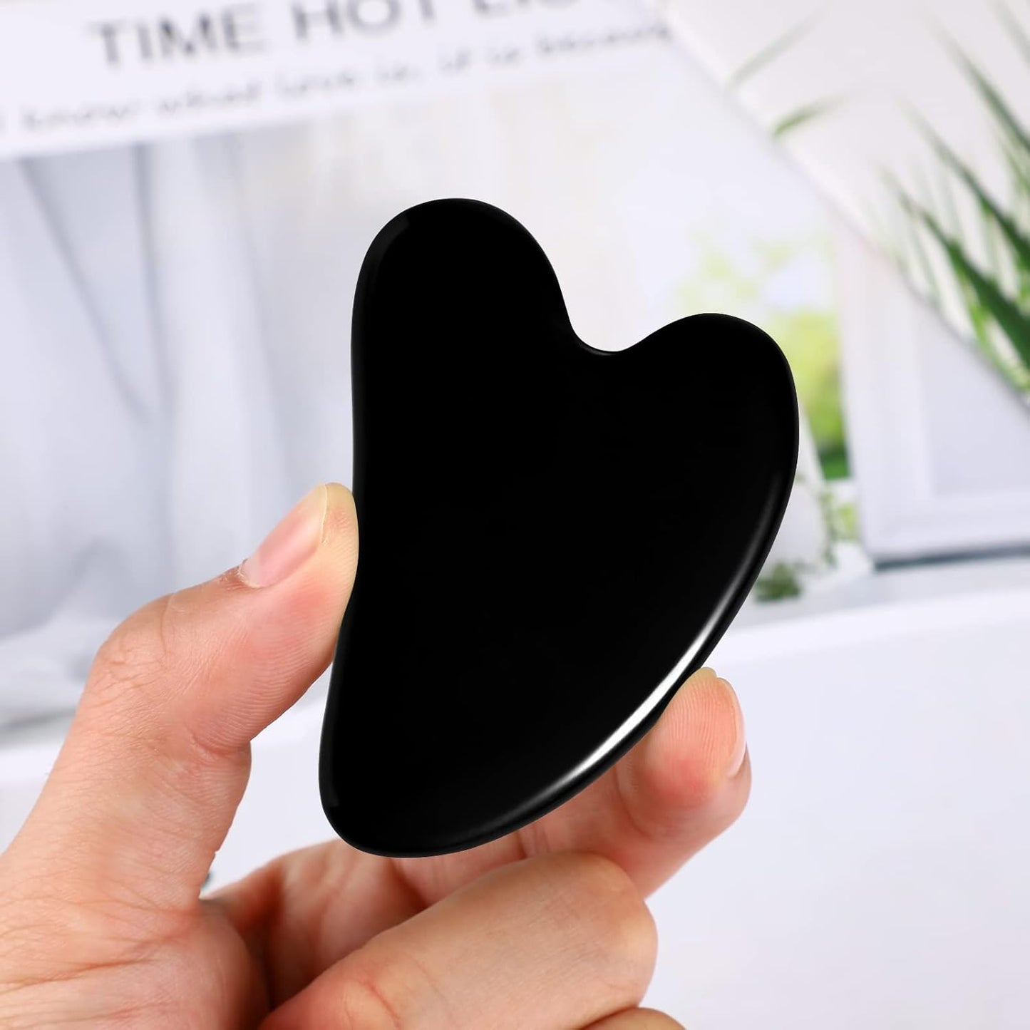 rosenice Gua Sha Facial Tools Black Guasha Tool Gua Sha Jade Stone for Face Skincare Facial Body Tensions Reduce Puffiness Festive Gifts