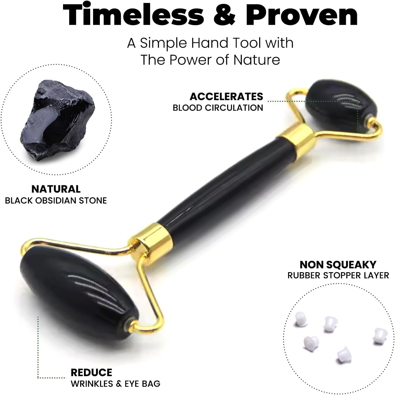 Gua Sha Facial Tools & Face Roller by ROSELYNBOUTIQUE Original Face Massager for Puffiness Wrinkless Skin Care Routine - Self Care Gift for Men Women (Black Obsidian)