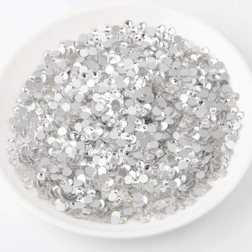 Beadsland 2880pcs Flat Back Crystal Rhinestones Round Gems for Nail Art and Craft Glue Fix, Crystal,SS4,1.5-1.7mm