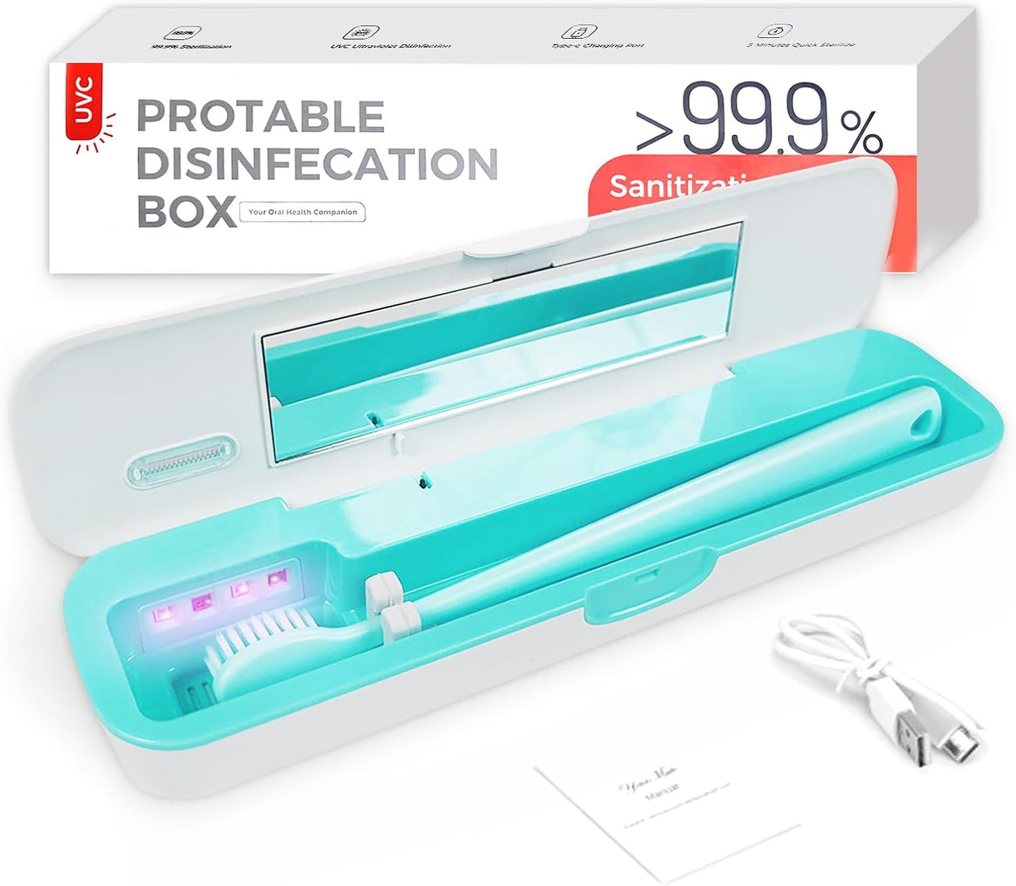 UV-C Toothbrush Sanitizer Case for Travel, Portable Sanitizer and Holder Universal Fits Electric and Manual Brush Heads, Smart Automatic Operation