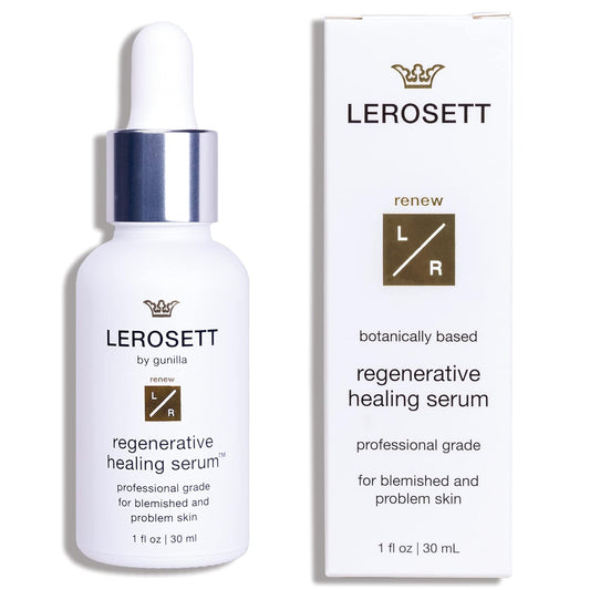 LEROSETT Serum for Acne Scarring Healing, Pimples, Redness, Breakouts, Blemishes, Hydrate & Soothes Irritated Skin, Natural Serum. Spa-Grade, Plant Based, Concentrated - 1 oz