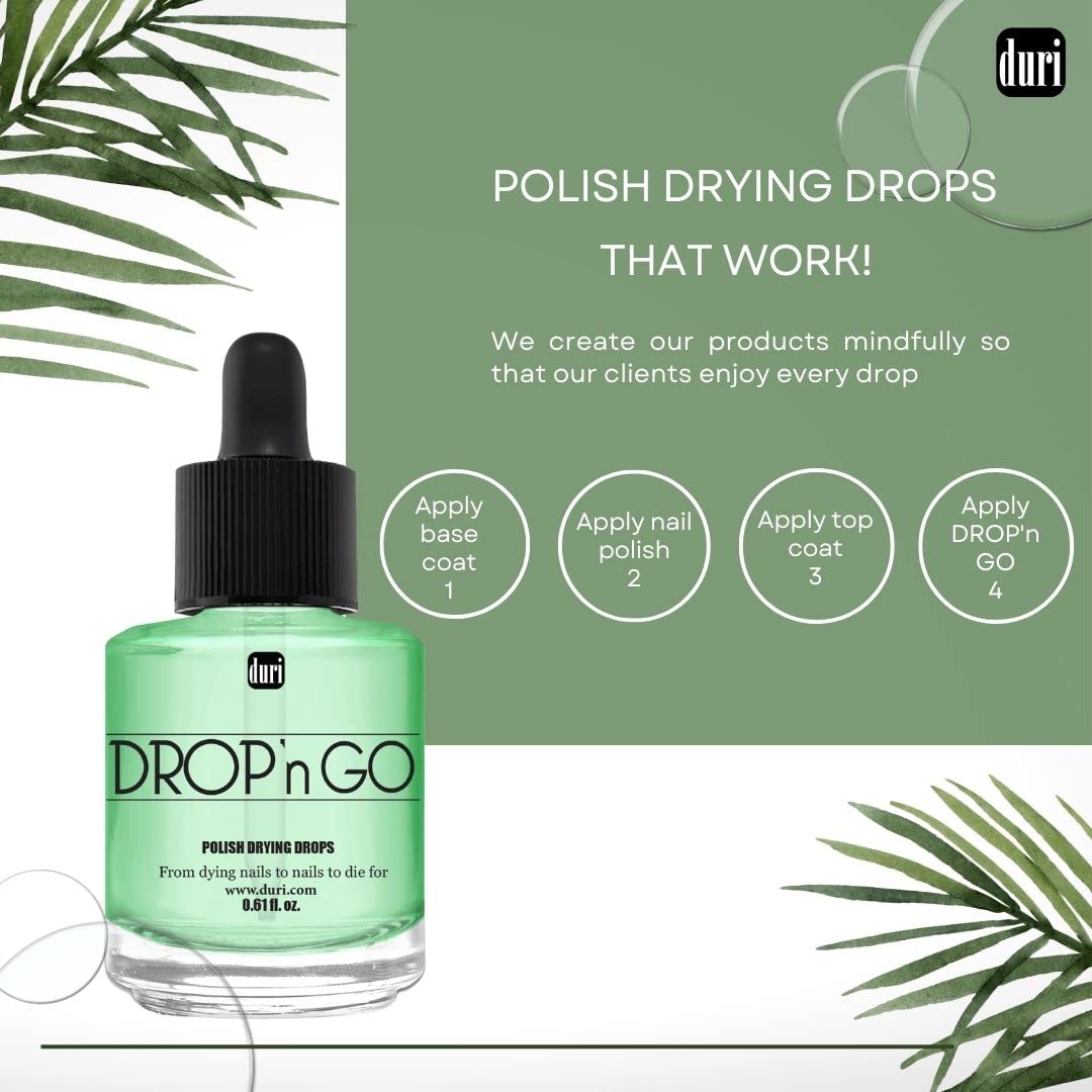 duri Brush’n Go Dry and Shine Speedy Top Coat and Drop'n Go Nail Polish Drying Drops - Fast Dry Top Coat Nail Polish Combo Pack