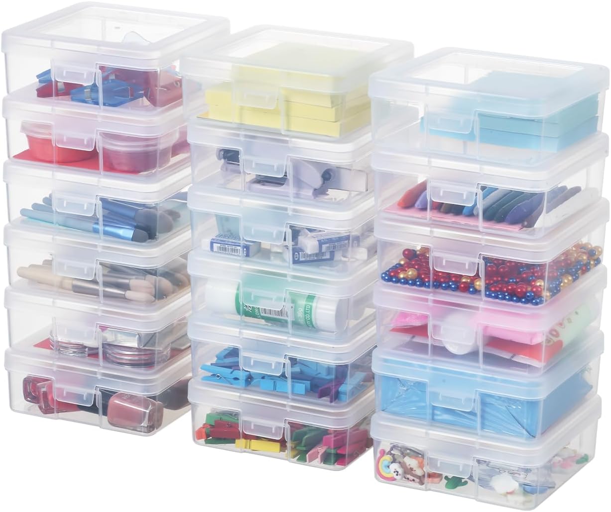 18 Pack Small Plastic Storage Containers Clear Arts & Crafts Storage Boxes & Organizers Stackable Small Containers With Lids For Organizin (Set 1)
