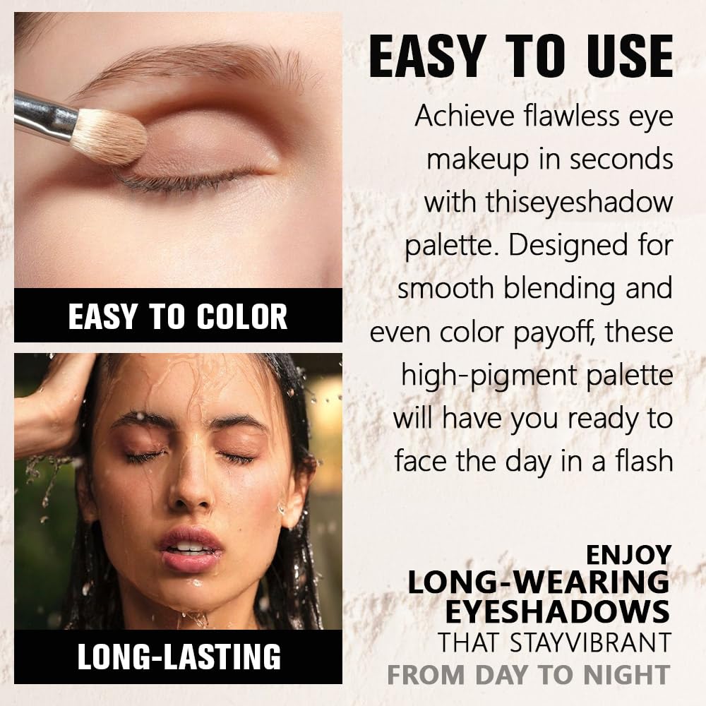 Light Cocoa Matte Eyeshadow Palette for Women, Single Monochrome Eye Shadow Makeup, Shiny Pressed Powder, Blendable Natural sombras para ojos, Holographic,Vegan,Travel -18