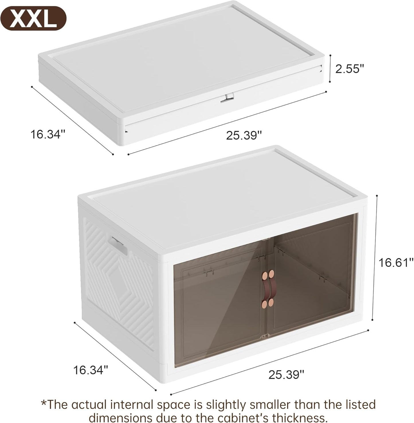 JOYMOOP Folding Storage Bins Organizer, 84 Quart Collapsible Storage Box with Wheels and Door, Stackble Plastic Storage Container for Clothing, Books and Sundries (XXL, 21 Gal, 1 Tier)