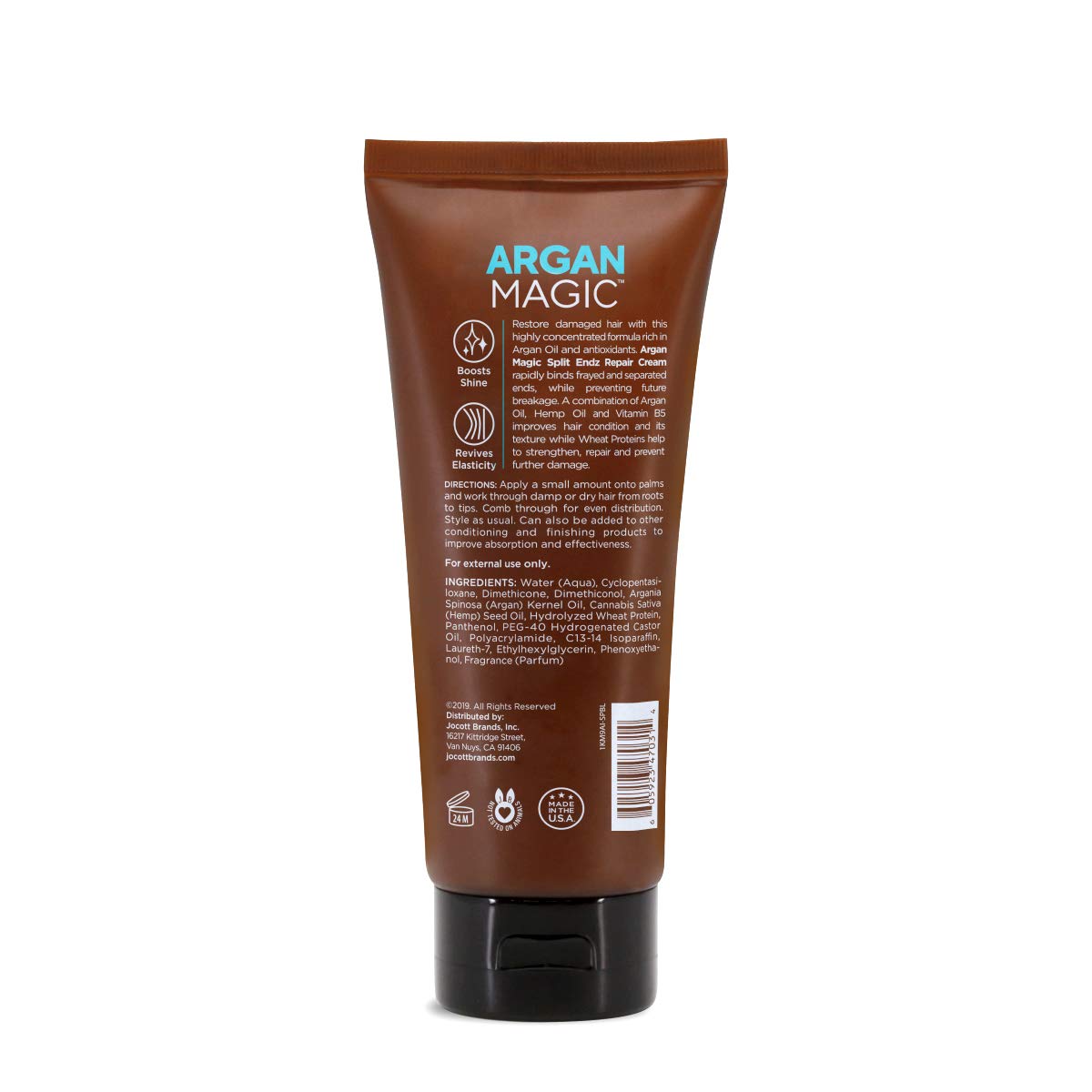 Argan Magic Split Endz Cream - Instantly Binds Frayed and Separated Ends While Preventing Future Breakage | Controls Frizz | Made in USA, Paraben Free, Cruelty Free (6 oz)