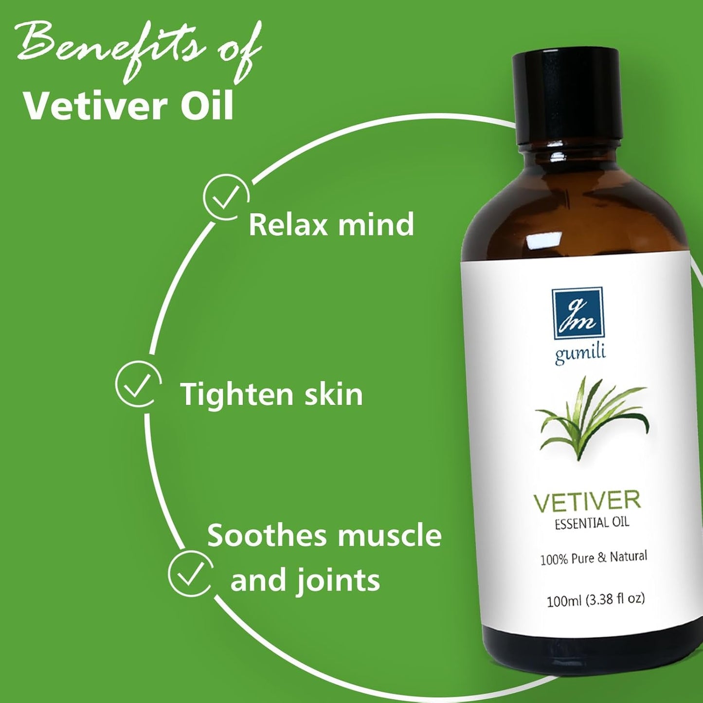 Vetiver Essential Oil Scent Oil for Home Diffuser, Perfume, Hand Soaps- 100ml/3.38 Oz