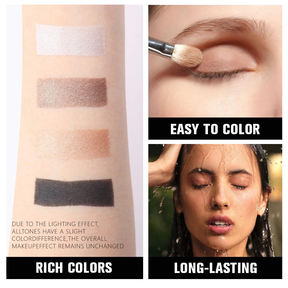 evpct Eyeshadow Quad Palette, Moonlit, Silver Taupe Broneze Gold Black Glitter Shimmer Metallic Matte High Pigment Mini Eye Shadow Palette Makeup for older Women, Smudge Proof, Vegan Cruelty-free