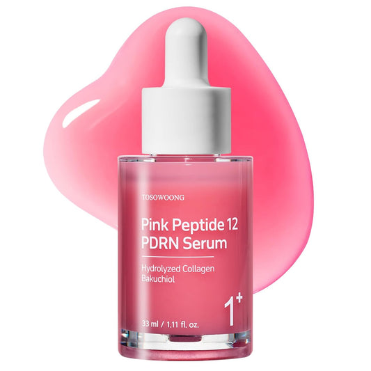 Pink Peptide 12 PDRN Serum With Salmon DNA PDRN 10,320ppm, 12 Peptides, Niacinamide, Skin glow, Hydrating, Moisturizing, Firming, Uneven Skin Tone, Korean Skincare, 33ml, 1.11 fl.oz.