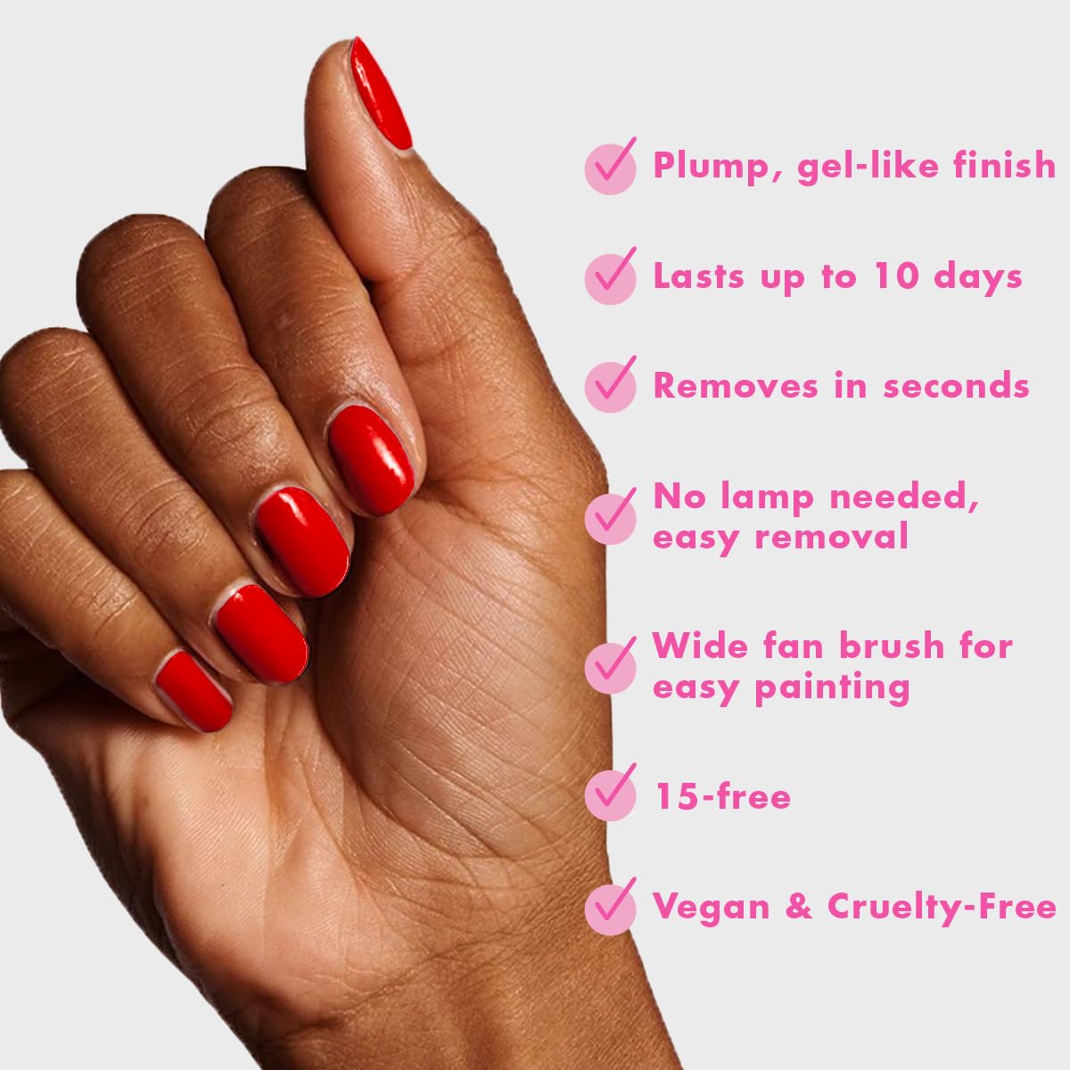 Olive & June Long Lasting Nail Polish | Plump, Gel-Like Finish No Lamp Needed | Lasts up to 10 days | Salon-Quality Color at Home | 15-Free, Vegan & Cruelty-Free Chip-Resistant Shine | CV Cherry Red