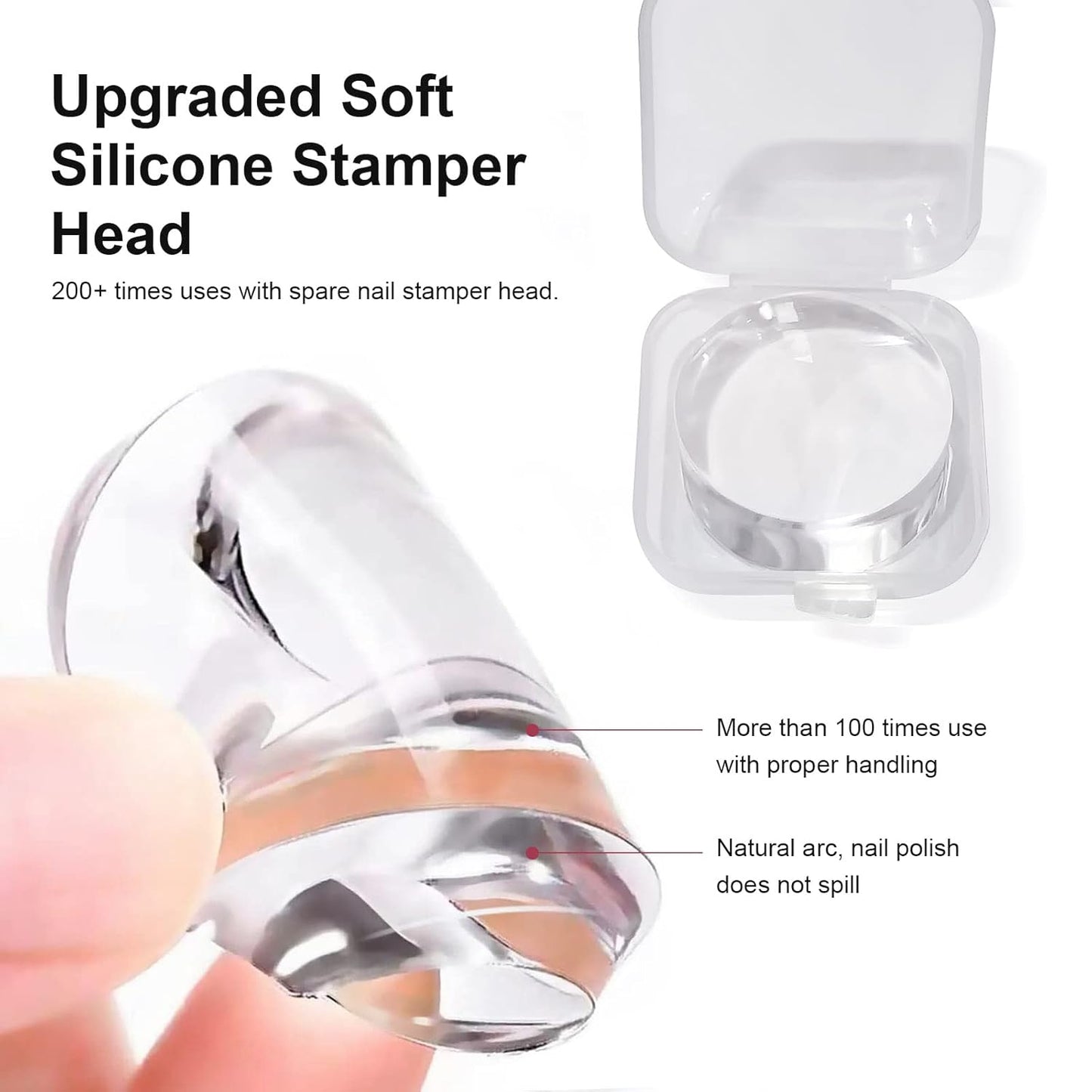 Nail Art Stamper Clear Silicone Nails Stamping Jelly with Scraper Transparent Visible Body DIY Manicure Nail Art Tool B