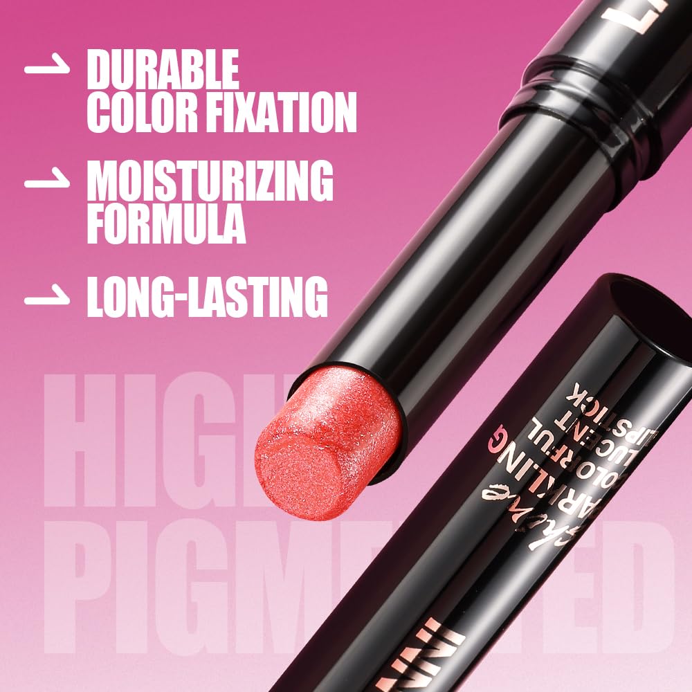 Jolilab 2Pcs Sparkling Lipstick Lip Gloss Long Lasting Waterproof Moisturizer Lip Balm Glitter Shimmer Metallic Lipstick, Diamond Shiny Bold Glow Goth Lipstick for Women Girls,Non-sticky(09+10