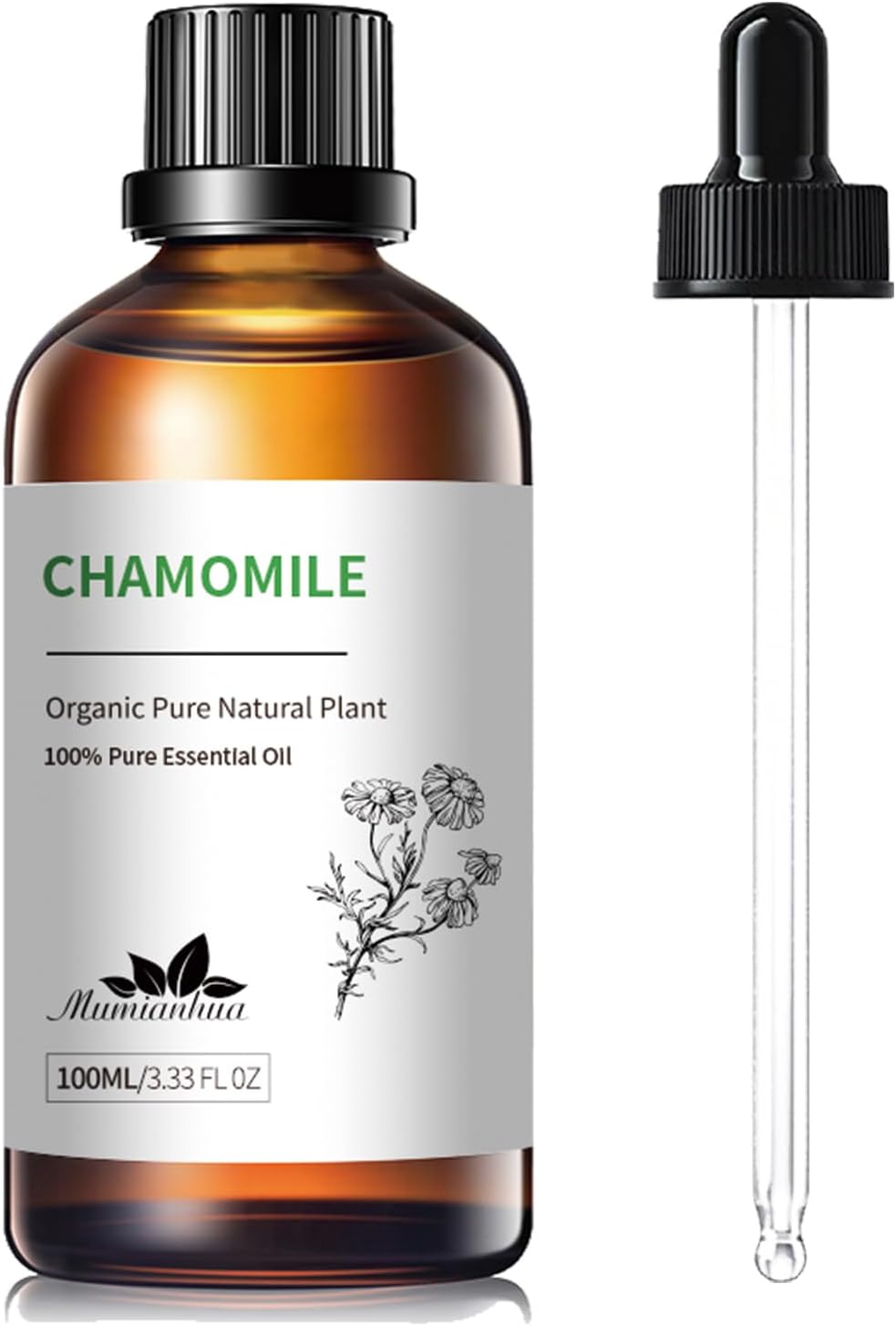 Chamomile Essential Oil Pure, Mumianhua Natural Chamomile Oil Therapeutic Grade Aromatherapy Oil for Skin, Diffuser, Aromatherapy, Candle Making, Soap Making, Hair 3.38 Fl Oz
