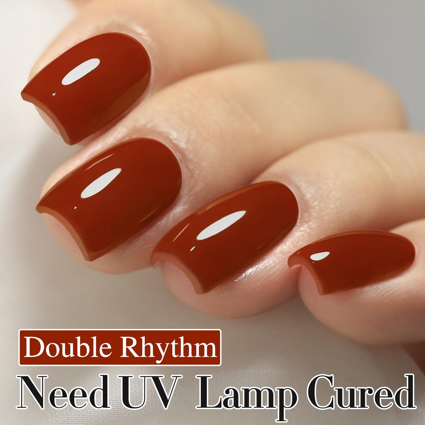 Double Rhythm Translucent Gel Polish Sheer Neutral Natural Light Milky Same Color Same Bottle 15ML Jelly UV Polish Nail Art DIY at Home (Brick Red-A1488)