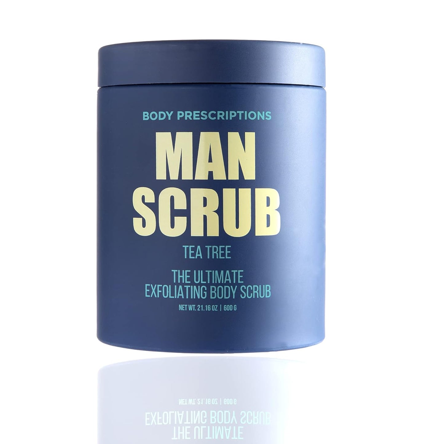 Body Prescriptions Men’s Exfoliating Body Scrub – Ultimate Skin Cleansing Wash in Jar with Twist-Top Lid, For All Skin Types, 21 Ounce (Pack of 4), Tea Tree