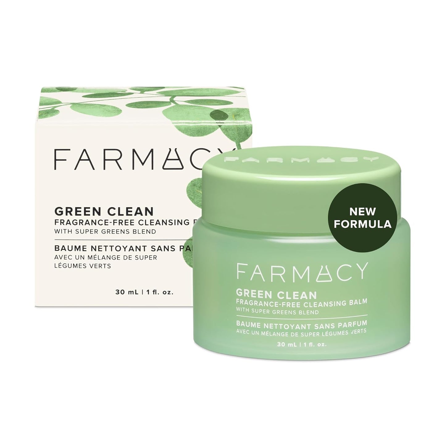 Farmacy Makeup Remover Cleansing Balm - Green Clean Waterproof Makeup Remover + Oil Based Cleanser - Newly Formulated Double Cleanser with Plant Based Waxes + Upcycled Moringa (30ml)