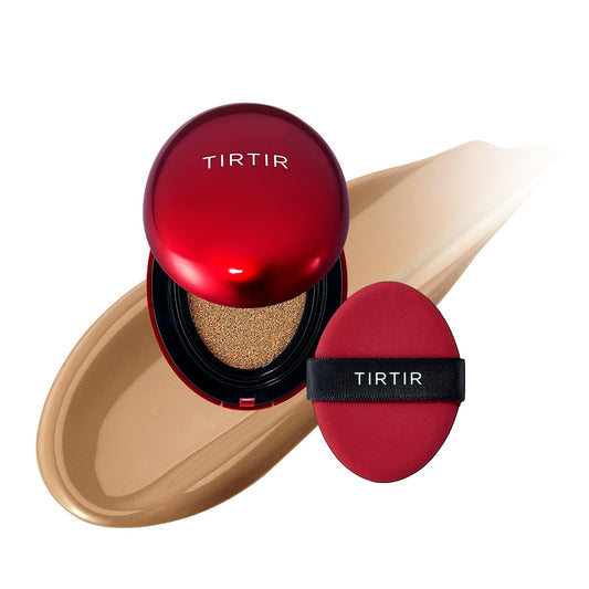 [*Mini Size*] TIRTIR Mask Fit Red Cushion Foundation | Full coverage, Weightless, Skin fit, Satin Glow Finish, Korean Makeup BB Foundation, beauty, Tattoo cover up, Buildable (#34W Toffee, 0.15 Fl Oz)