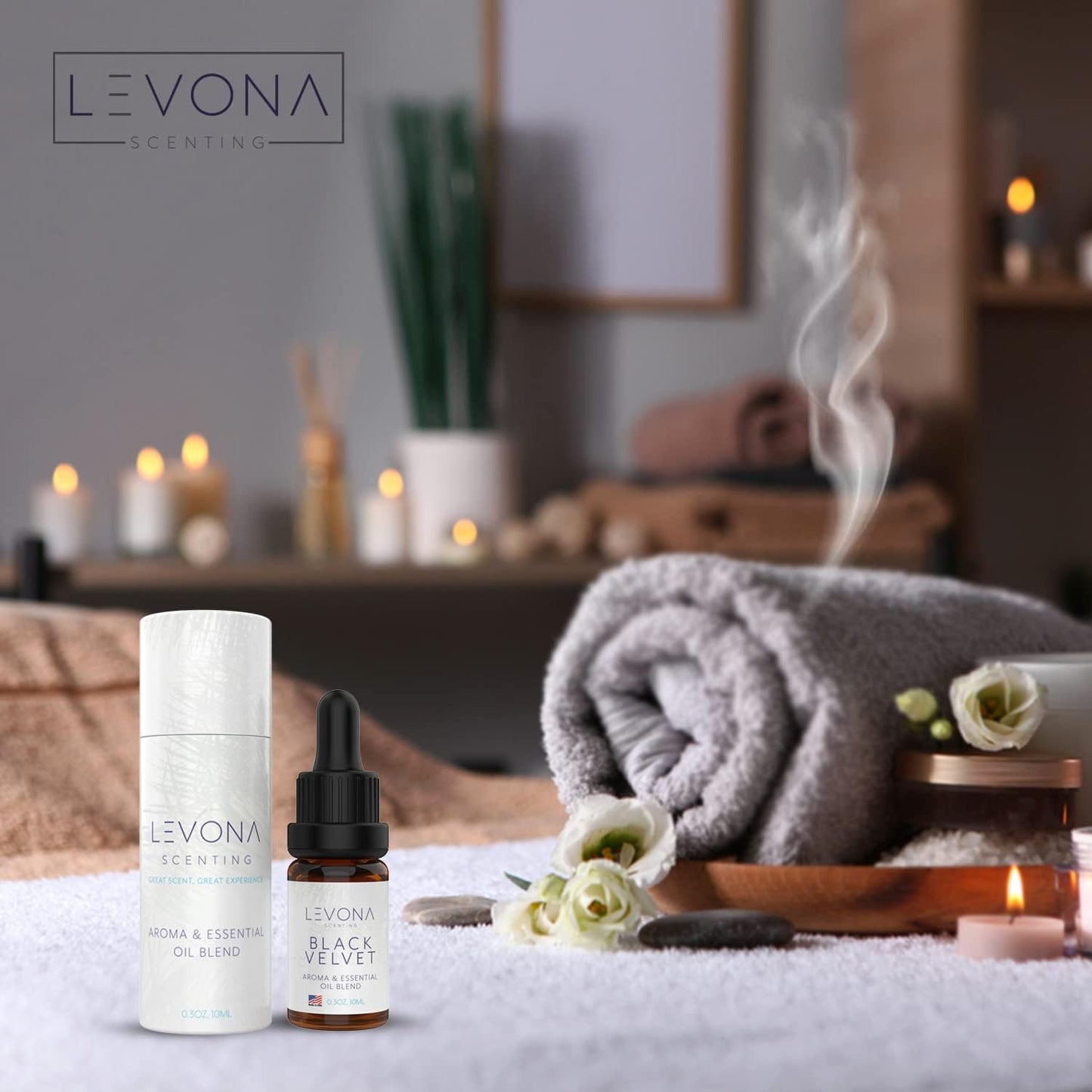 Levona Scents Oil Diffuser Essential Oils: Fragrance Oil for Diffuser - Black Velvette Diffuser Oils Scents - Woody Citrus with Herbal Floral Essential Oil Blends, Oakmoss, White Musk & Sandalwood