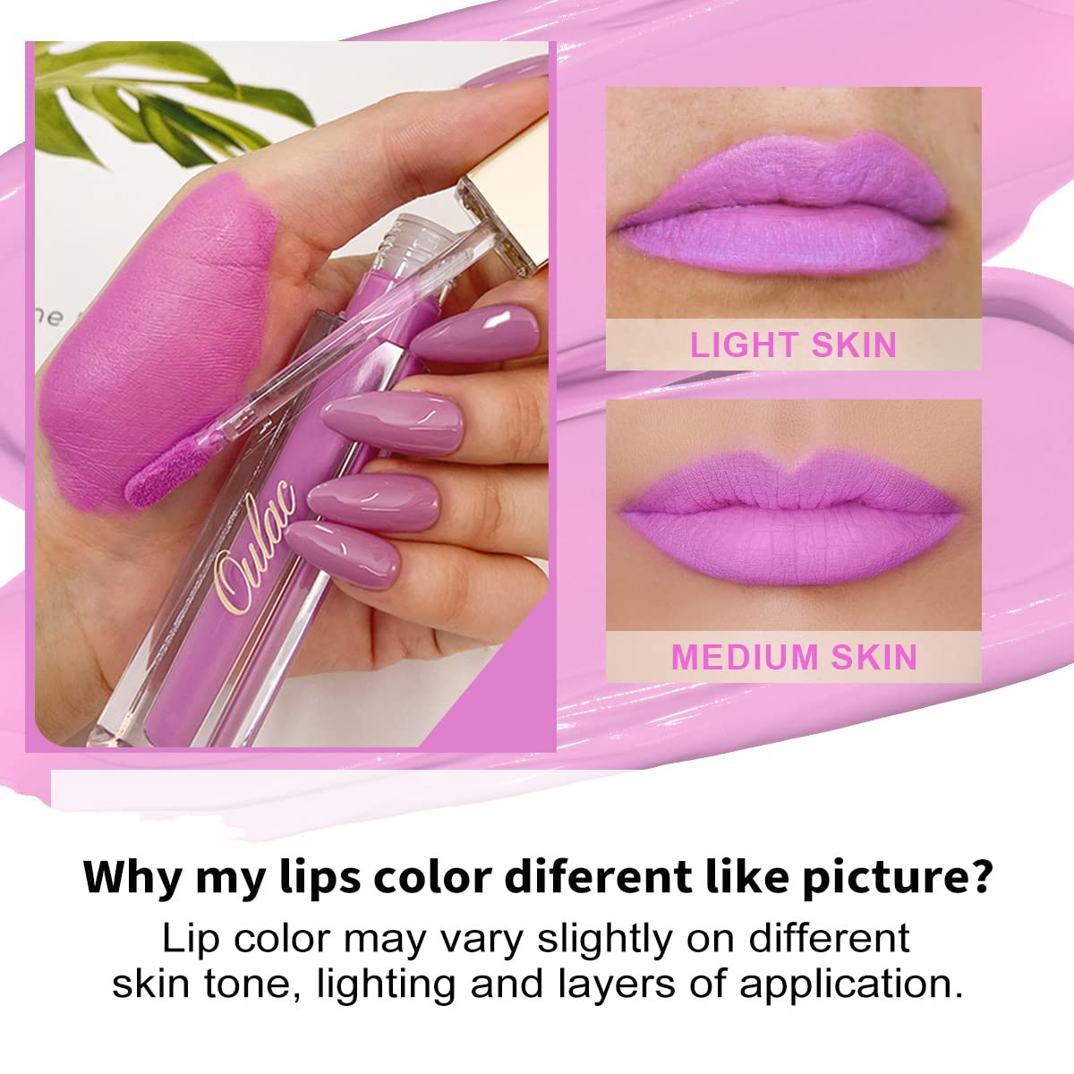 Oulac Pink Matte Lipstick Set for Women，Purple, Orange Lip Stain Long Lasting Waterproof, No Transfer, Creamy High Pigmented Formula with Rose Oil, Vegan & Cruelty-Free (M06+M07+M14)