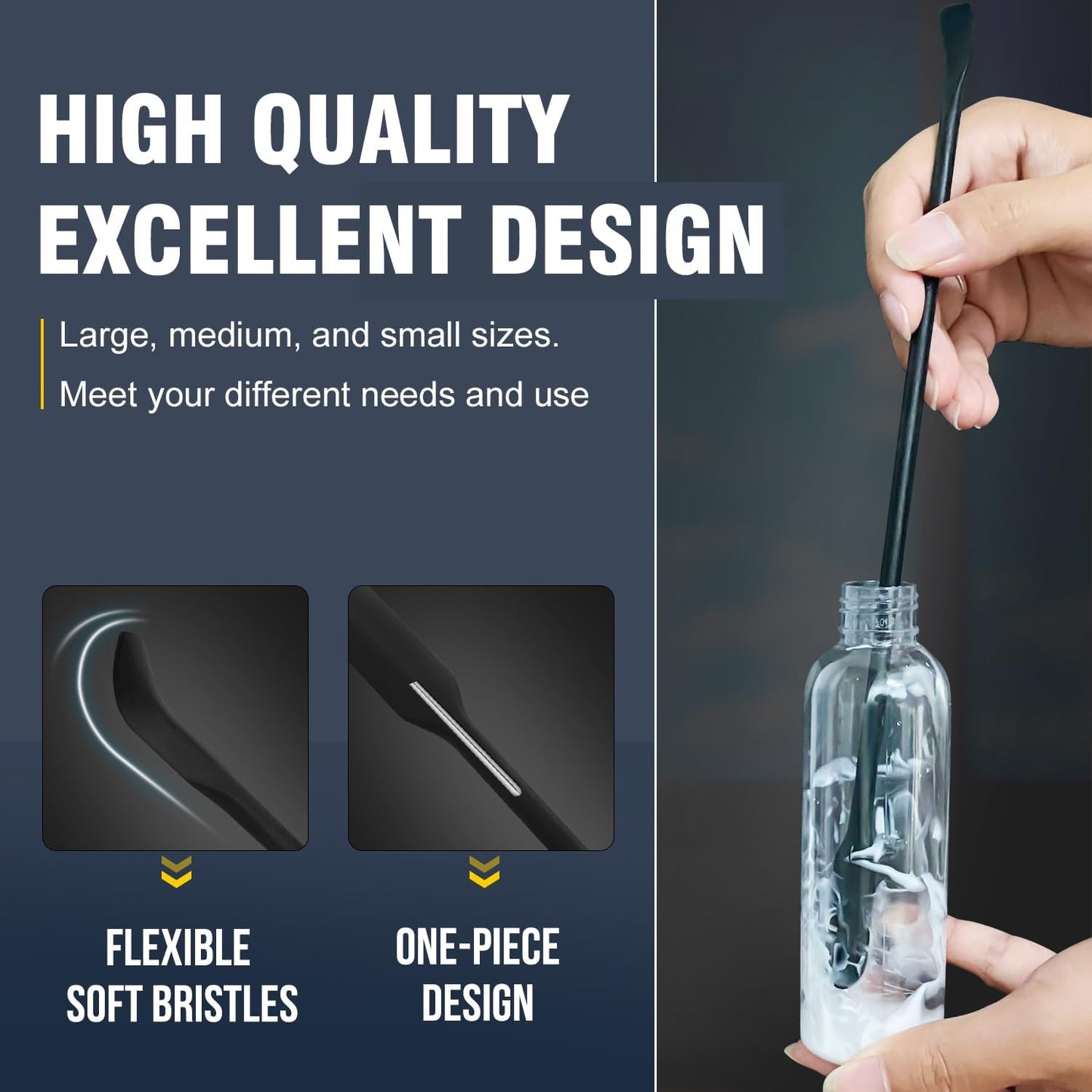 Walfos 3pcs Mini Silicone Spatula Set, Small Spatulas For Cosmetics, 600°F Heat Resistant Reusable Beauty Spatula Tiny Spatula, No Bpa Free, For Kitchen Cooking Cosmetic Jars Kitchen Bottles, Black