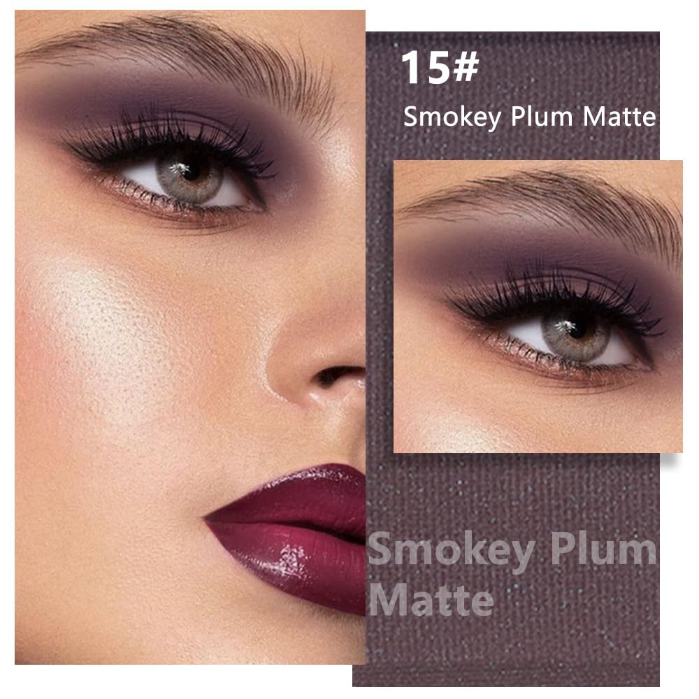 evpct Matte Eggplant Purple Eyeshadow Palette Makeup for Older Women Brown Eyes, Deep Dark Mauve Plum Purple Cream Eye Shadow Palette Single for Older Women Matte, Monochrome Long Lasting Eyeshadow