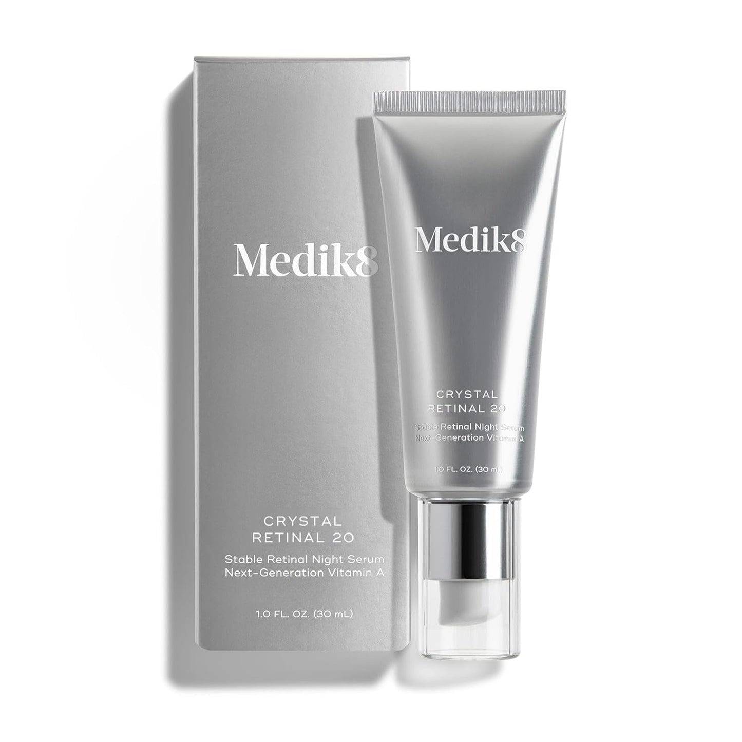 Medik8 Crystal Retinal 20 - Firming Skin Regenerating Retinaldehyde Serum - Night Serum with Hyaluronic Acid and Vitamin E - Gluten Free - 1 oz