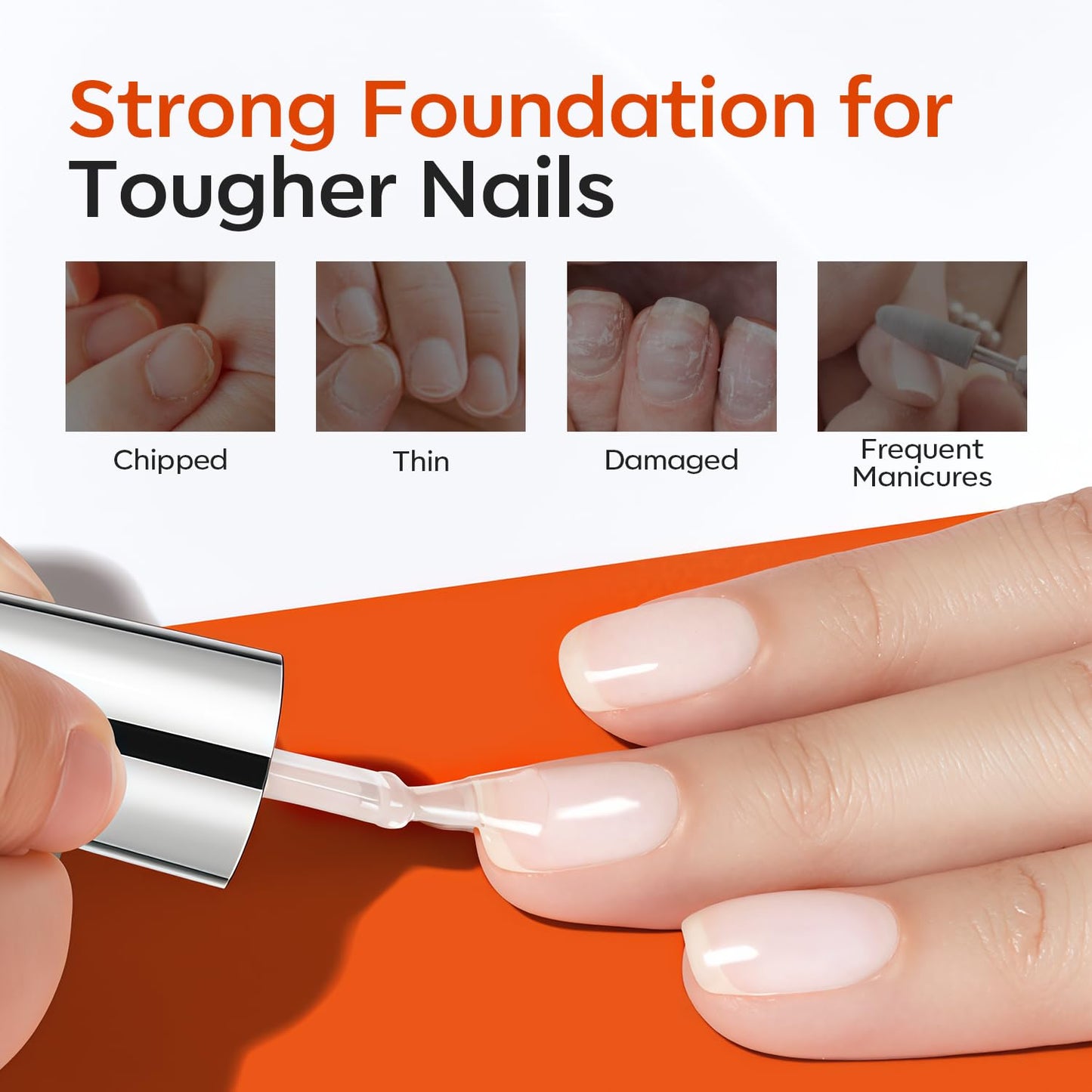 modelones Rubber Builder Gel Base and No Wipe Top Coat Set, 2Pcs Rubber Base and Clear Top Coat Gel Nail Polish for Strengthener Apex Building Long Last Soak Off Uv Fall Manicure Tables Thin Weak Nail