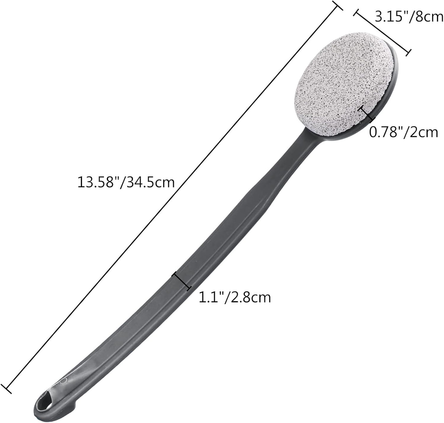 Pumice Stone for Feet with Long Handle (Curved Handle, Grey, Count, 1)