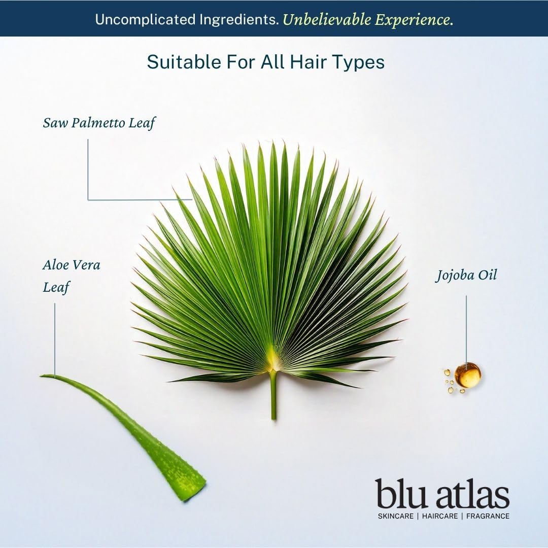 Blu Atlas Men's Natural Shampoo – Organic, Sulfate-Free, Paraben-Free – Deep Cleansing & Hydrating – Classic Scent (Bergamot, Sage, Patchouli) – Made in America– 8 oz