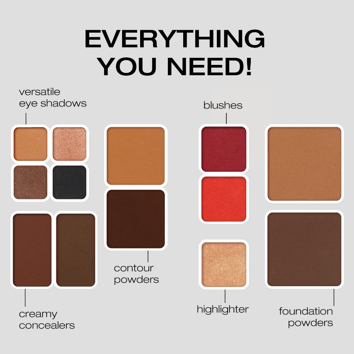 Woosh Beauty, Fold Out Face Original Makeup Palette, Travel, All in One, Neutral Cream & Powder (#5 Deep)