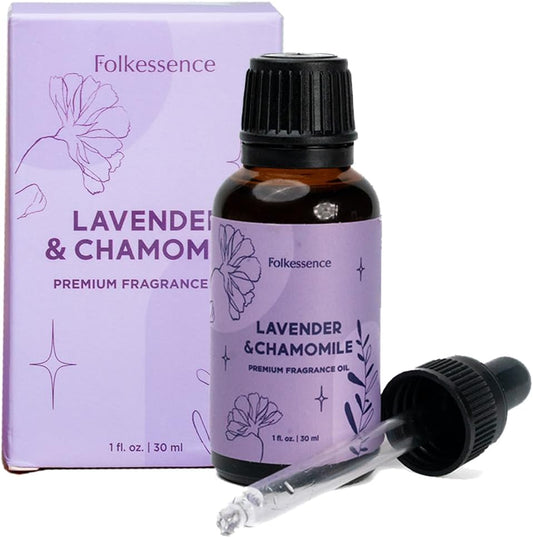 Folkulture Premium Essential Oil Blends for Diffuser for Home | 1.01 Fl Oz Lavender Essential Oils for Aromatherapy | Chamomile Fragrance Oils for Soap & Candle Making Scents or Massage