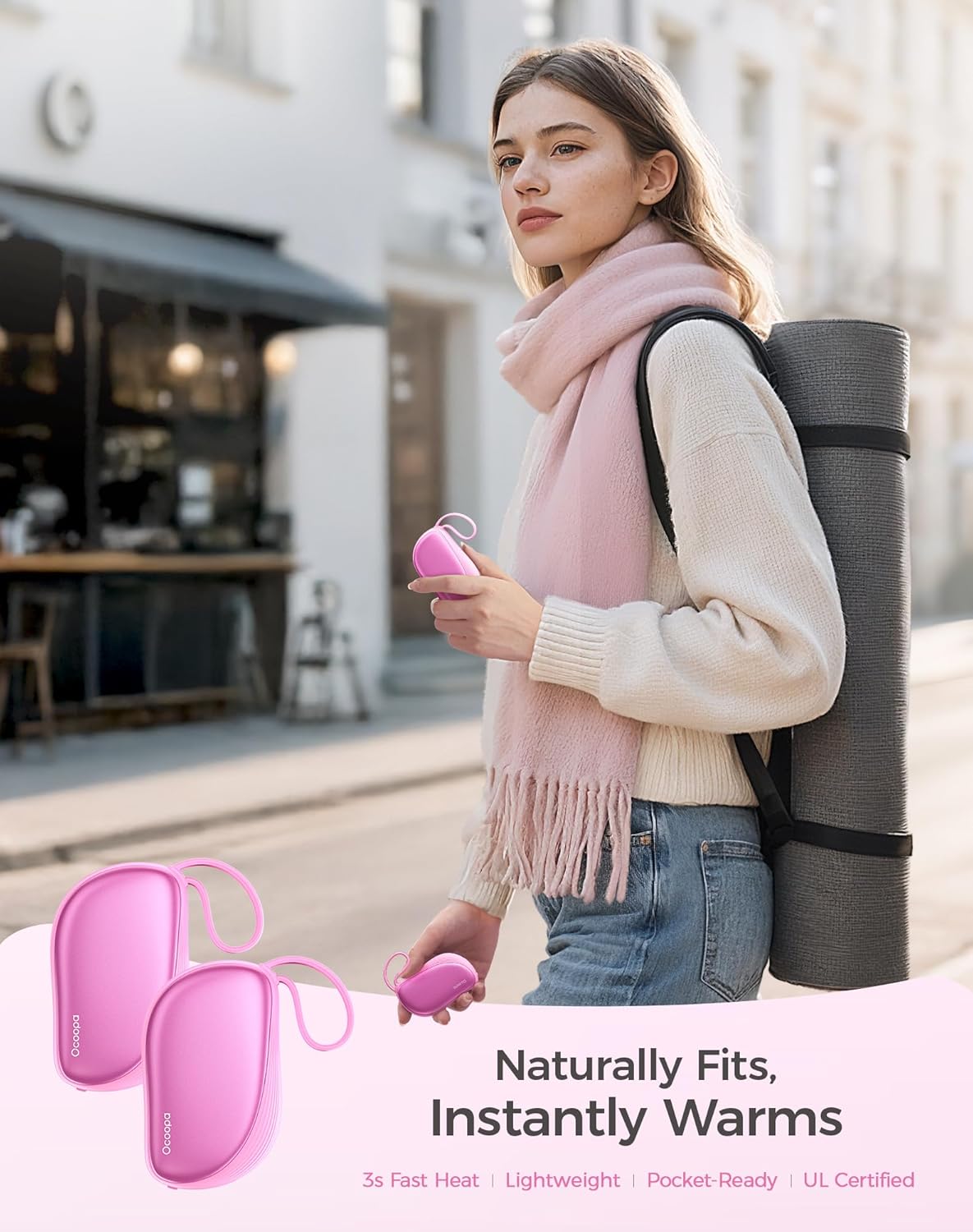 OCOOPA Hand Warmers Rechargeable 2 Pack, Ultra Slim Electric Hand Warmers, Portable Pocket Heater, Comb-Inspired, Fits in Gloves,UL Certified, Winter Essentials,UT5 Sway