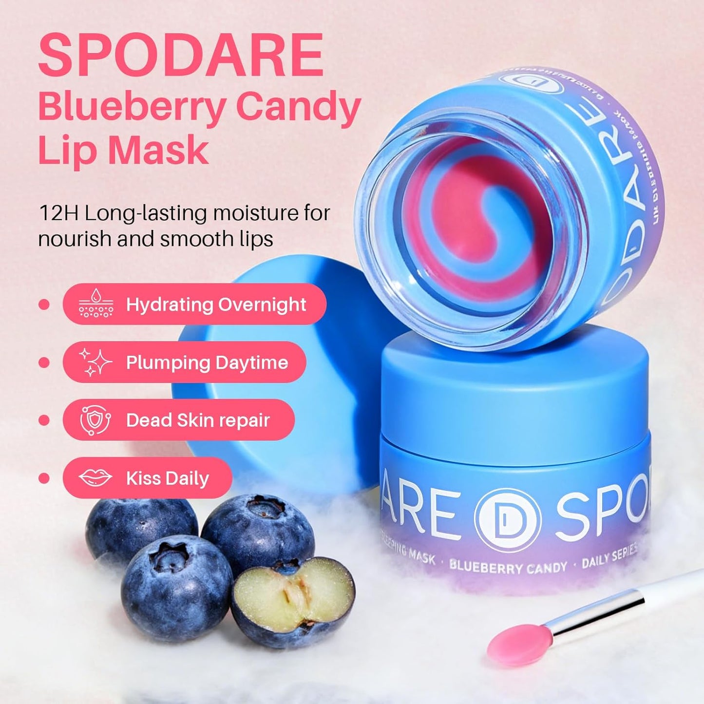 Blueberry Lip Sleeping Mask Overnight -Original Dual-Color Lip Balm for Softer and Smoother Lips, Intensive to Nourish and Hydration Reduce Fine Lines for Dry Cracked Skin - 0.42 Fl Oz