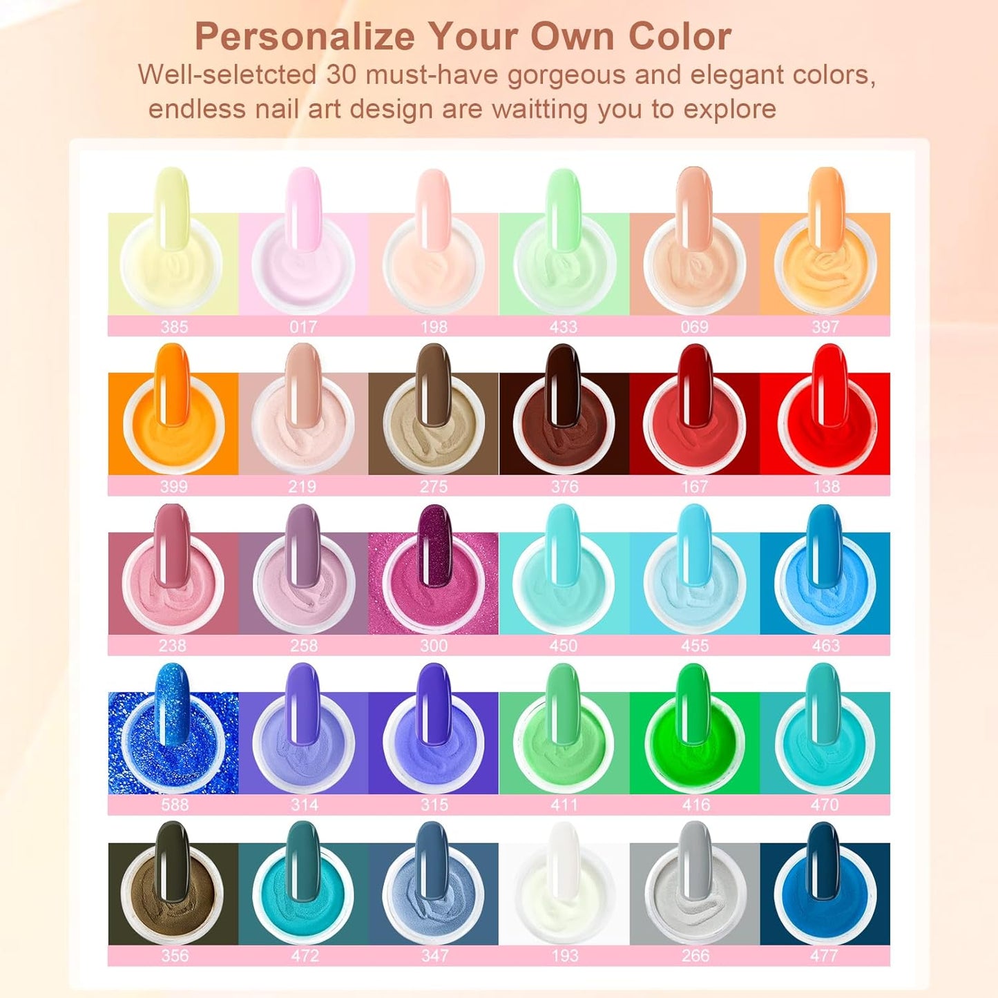 Dip Powder Nail Kit Starter, 30 Colors Dip Nails Green Red Black Brown Glitter, Bright Color Acrylic Dipping Powder Liquid Set with Base/Top Coat Activator Brush Saver for Manicure DIY Gift