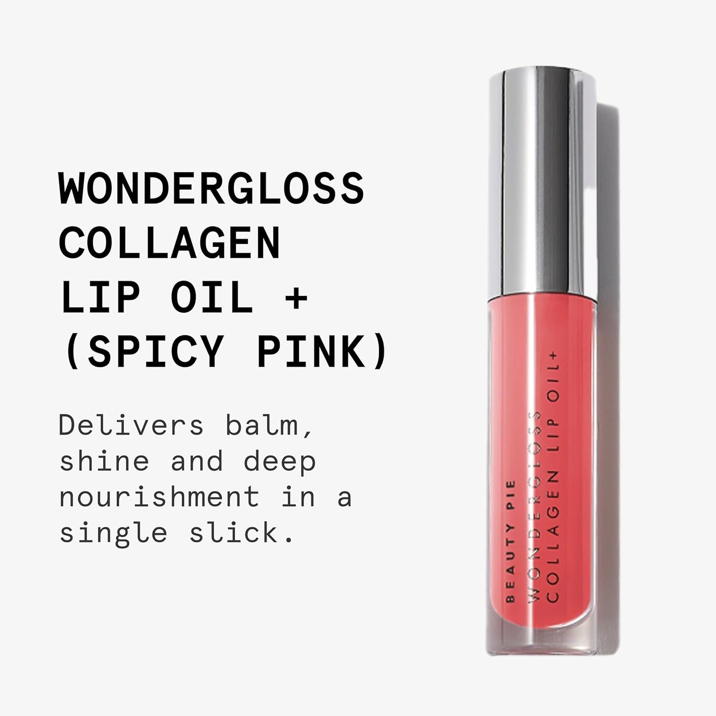 Beauty Pie Wondergloss Collagen Lip Oil + Spicy Pink 0.13 fl oz – Hydrating, Plumping, Non‑Sticky Lip Oil Gloss Hybrid with Collagen AC Micro‑Vectors & Cherry Hibiscus Oils
